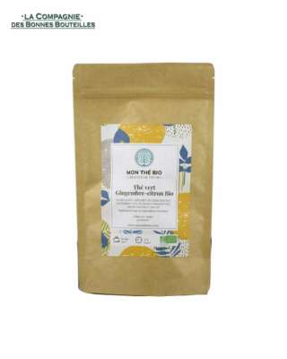 Thé vert gingembre citron Monthébio 30 sachets individuels