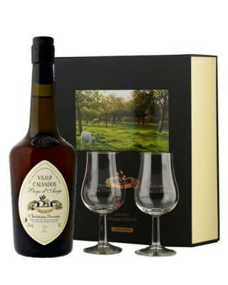 Coffret 2 verres Calvados Christian Drouin V.S.O.P Pays D'Auge 70 cl
