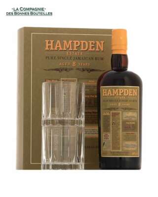 Coffret 2 verres Rhum De Mélasse Hampden 8 ans 70 cl
