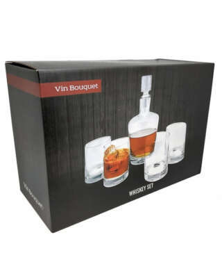 Kit 1 Carafe 1.12L + 4 Verres à whisky Vin bouquet